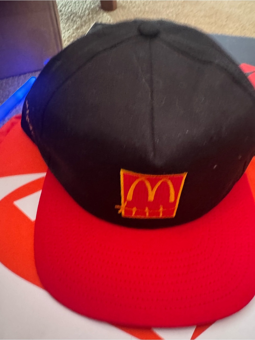 Cactus Jack by Travis Scott Black Crown Red Brim Hat with Yellow Logo